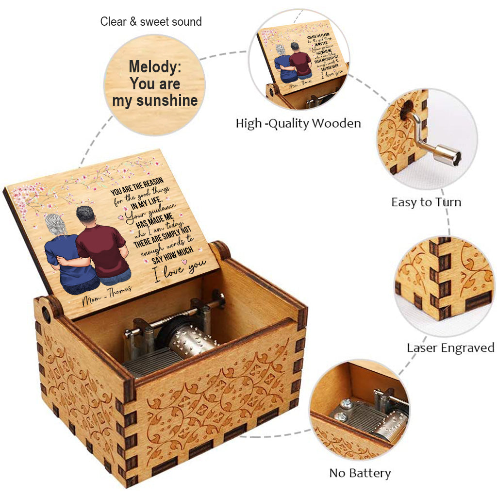 Du bist der Grund – Geschenk für Mama, Oma – Personalisierte Spieluhr mit Handkurbel