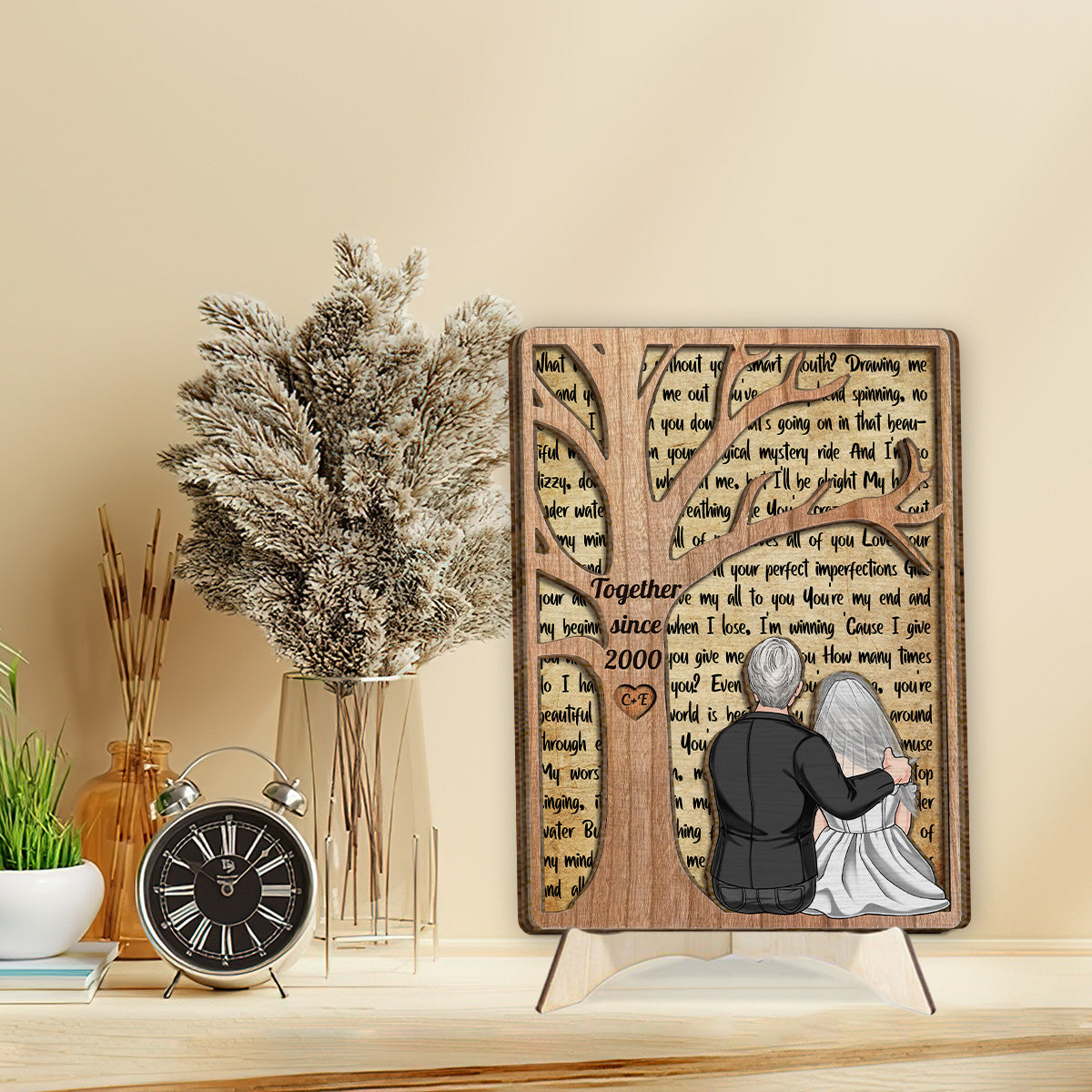 Unser Hochzeitslied – Geschenk für Ehemann oder Freundin – Personalisiertes zweilagiges Holzschild / Holzplakette