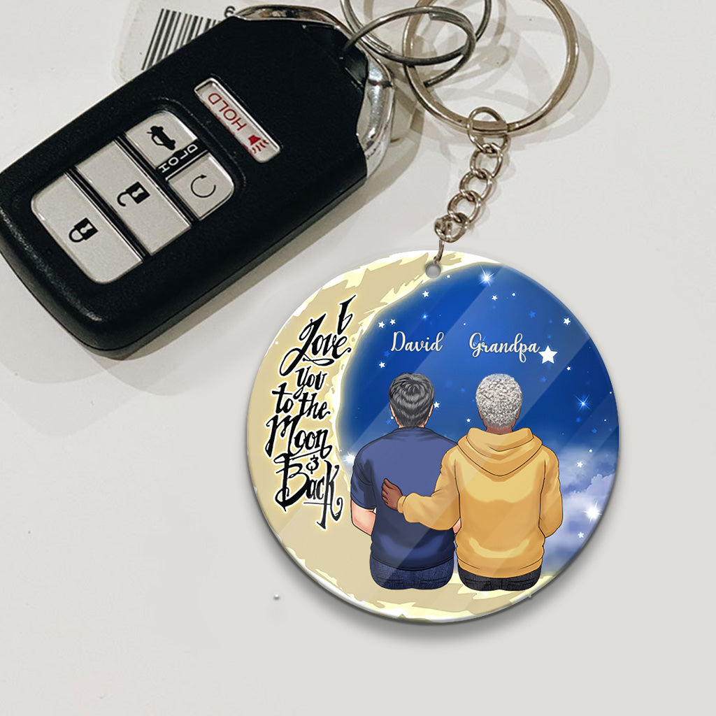 Bis zum Mond und zurück – Geschenk für Oma, Mama, Papa, Opa – Personalisierter Schlüsselanhänger
