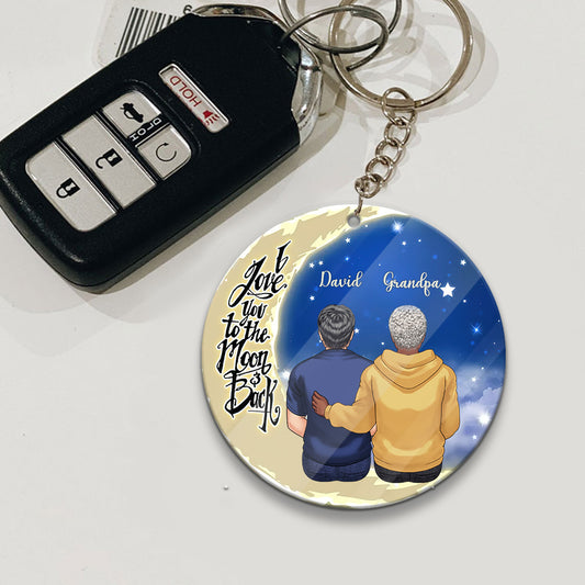 Bis zum Mond und zurück – Geschenk für Oma, Mama, Papa, Opa – Personalisierter Schlüsselanhänger