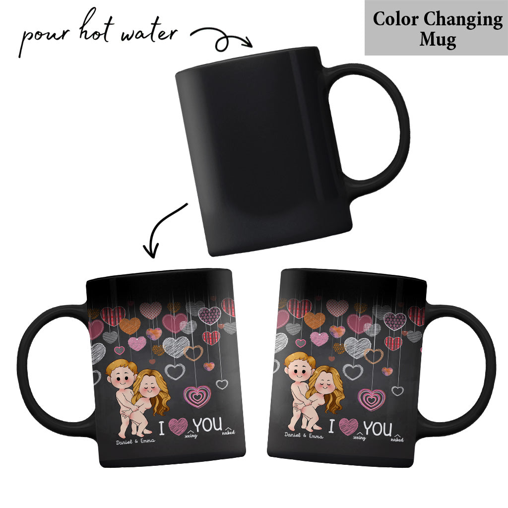Ich liebe es, dich nackt zu sehen – personalisierte Tasse für Paare