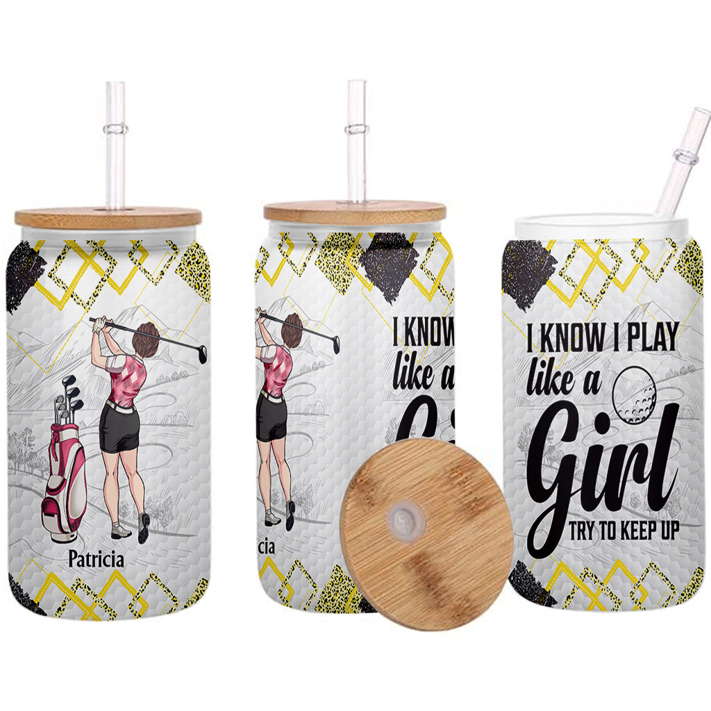 Golf Instruction - Golf gift for her, girlfriend, wife, daughter - Personalized Can Glass