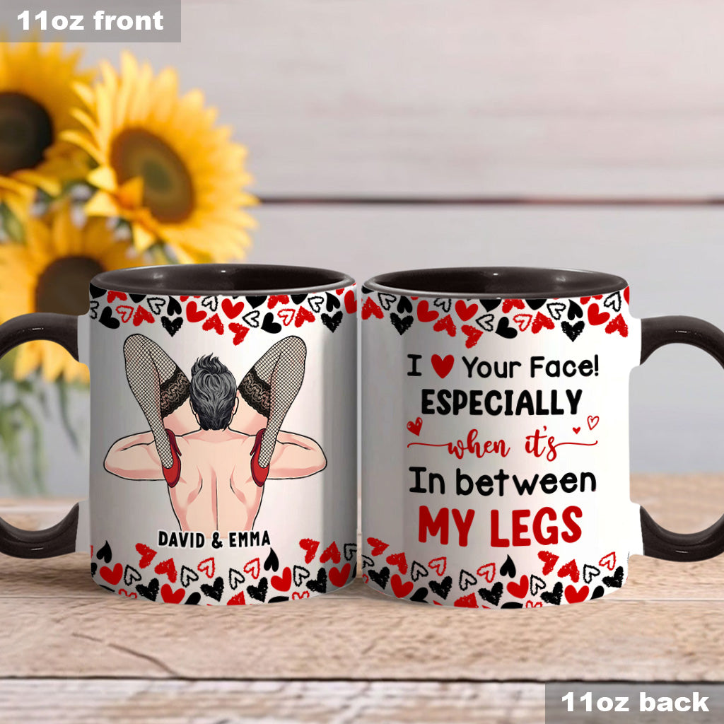 „Ich liebe dein Gesicht“ – personalisierte Tasse für Paare