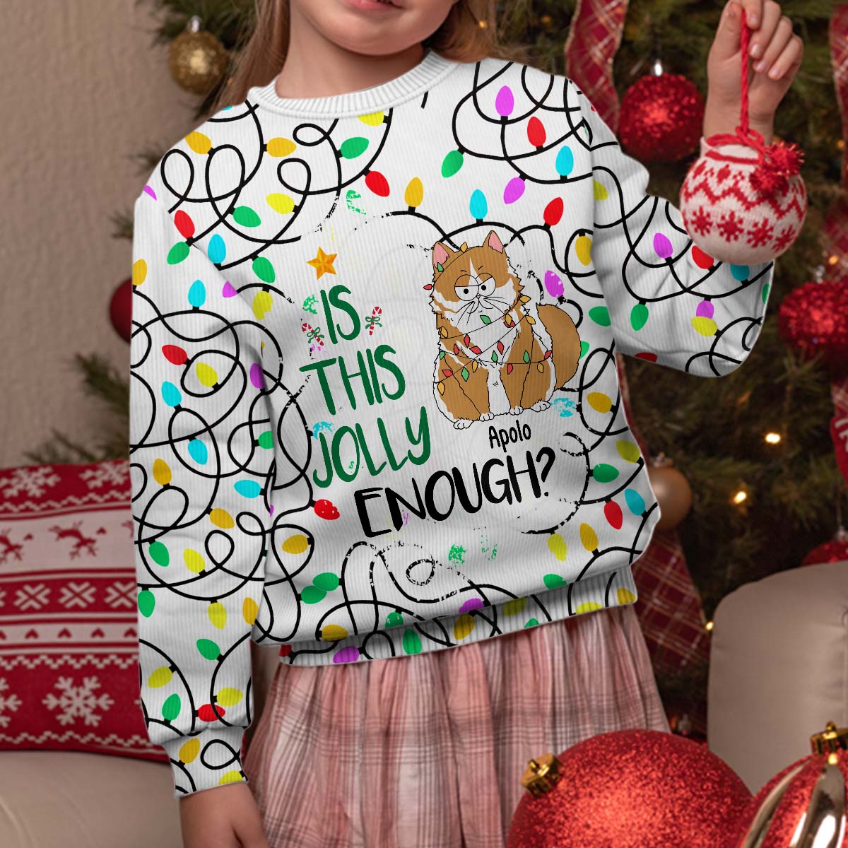 Is This Jolly Enough - Gift for cat lovers - Personalized Ugly Sweater