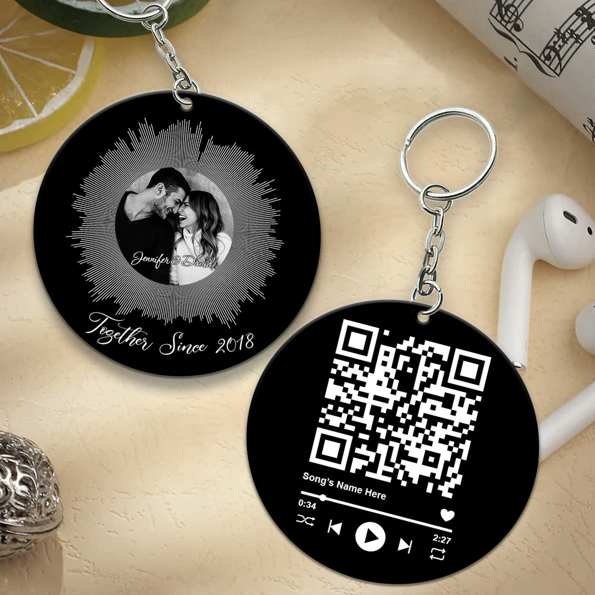 Our Love Song - Personalized Couple Keychain