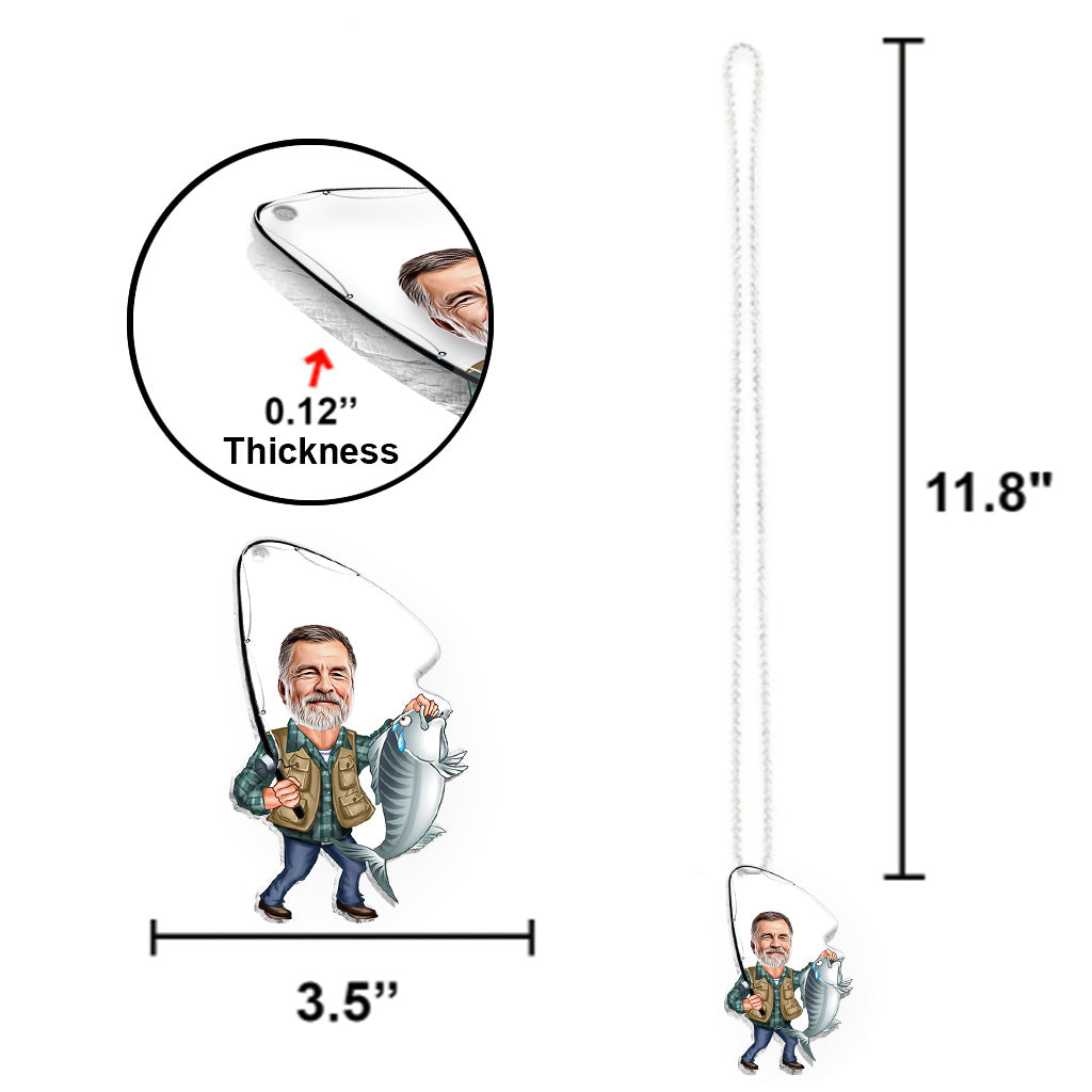 Lustiges Angelmotiv mit Foto – Personalisierter Angel-Autoanhänger