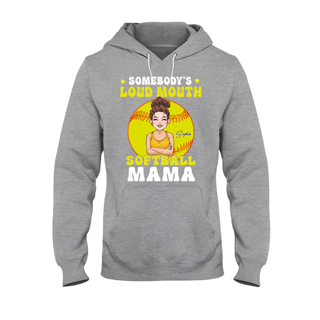 Softball-Mama mit lauter Klappe – Personalisiertes Softball-T-Shirt und Hoodie