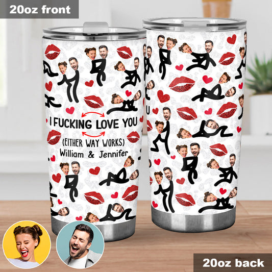Lustiges Foto von einem Pärchen mit der Aufschrift „Ich liebe dich“ – Geschenk für Ehemann, Ehefrau, Freund, Freundin – personalisierter Trinkbecher