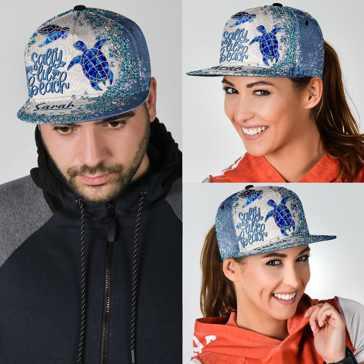 Turtle Bling – Personalisierte Schildkröten-Snapback-Kappe
