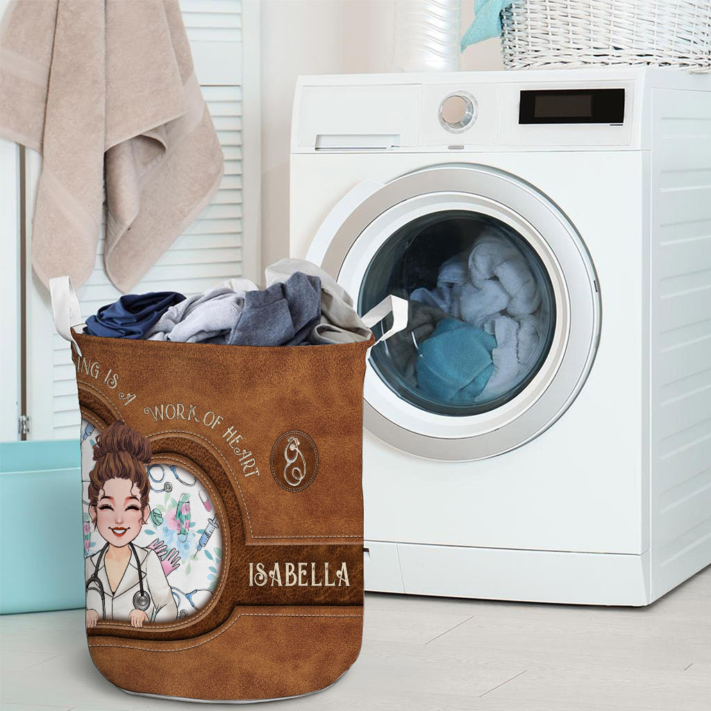 Nursing Is A Work Of Heart - Personalized Nurse Storage Basket