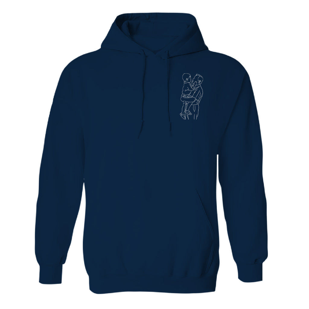 Individuelle Linienzeichnung – Personalisierter bestickter Opa-Hoodie