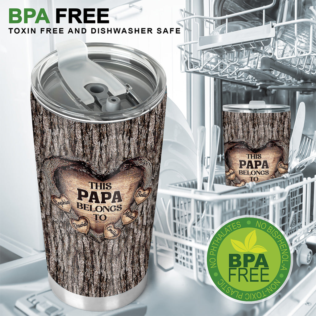 Papas Herz – Geschenk für Papa, Oma, Opa, Mama, Onkel, Tante, Bruder, Schwester – Personalisierter Trinkbecher