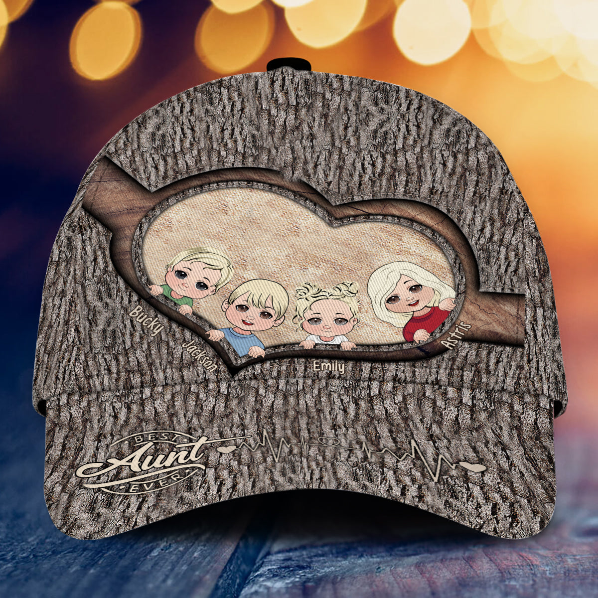 Immer wenn du dieses Herz berührst – Geschenk für Papa, Oma, Opa, Mama, Onkel, Tante, Bruder, Schwester – Personalisierte klassische Kappe