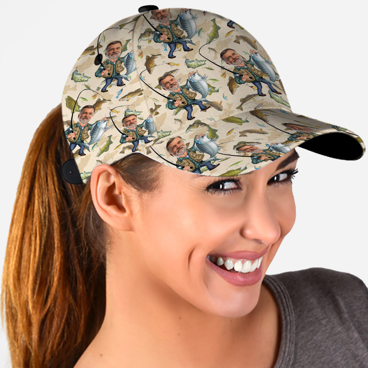 Lustiges Angelmotiv mit Foto – Personalisierte Angel-Klassiker-Kappe