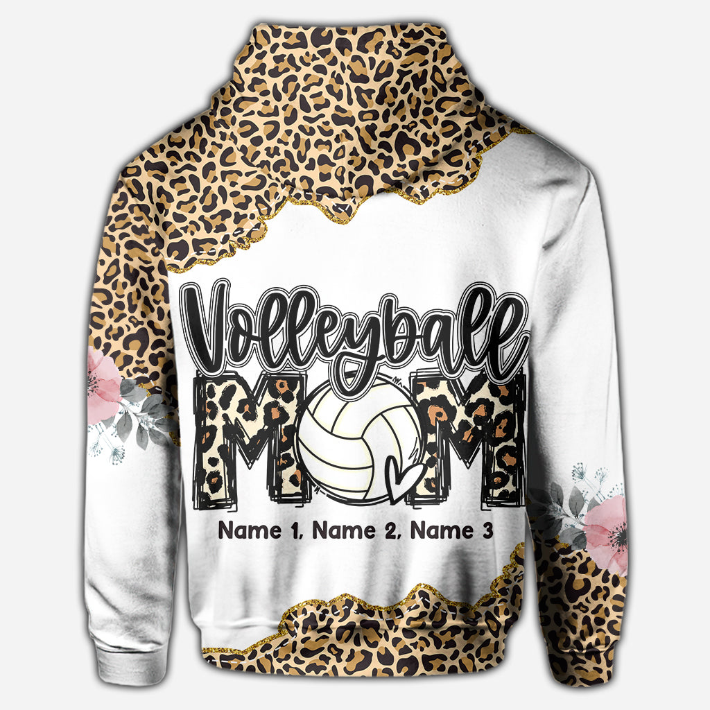 Volleyball-Mama-Leopard – Personalisiertes Volleyball-Shirt mit Allover-Print