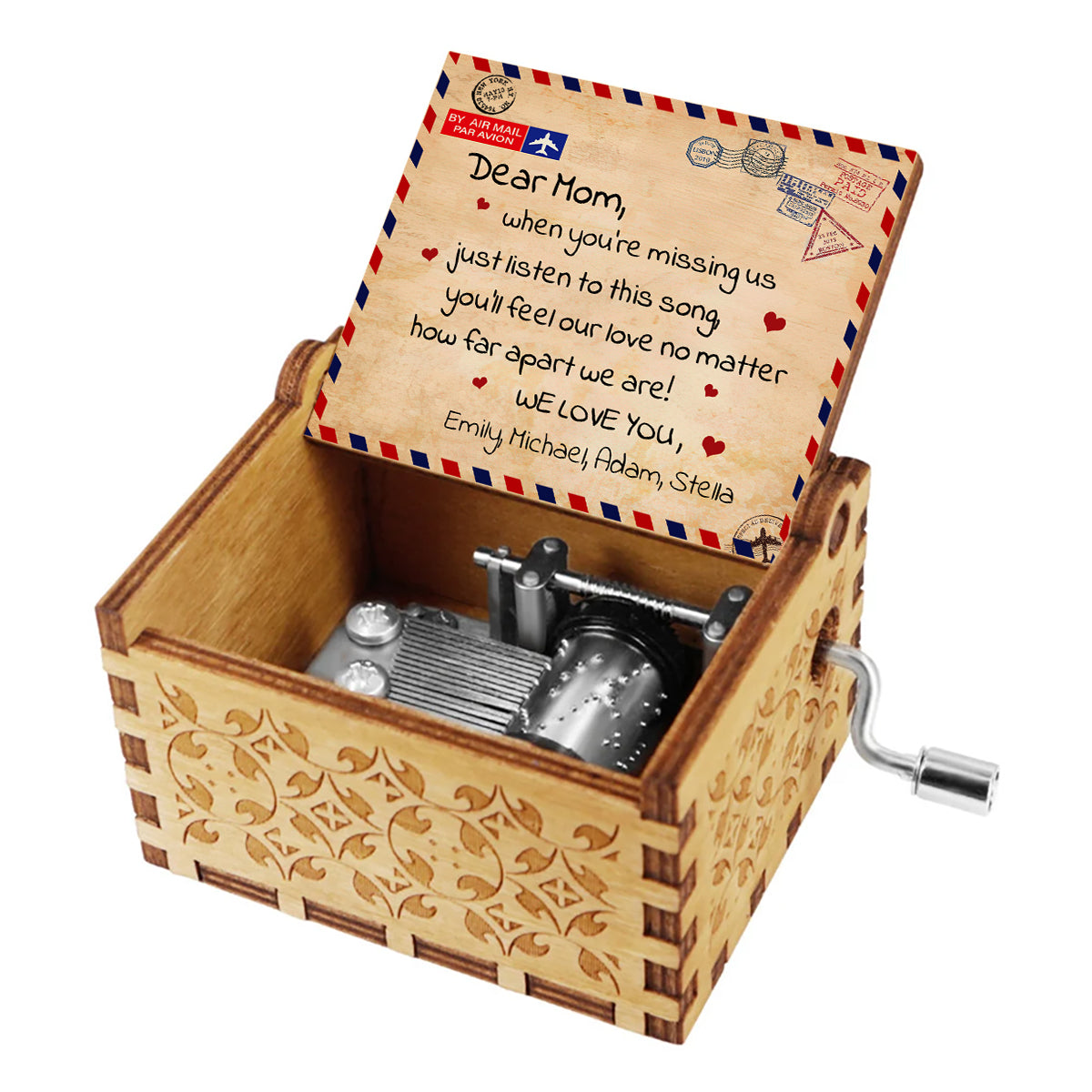 When You're Missing Us - Gift for grandma, mom, daughter, granddaughter, son, grandson, dad, grandpa - Personalized Hand Crank Music Box
