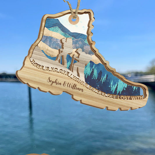 Es gibt niemanden, mit dem ich mich lieber verirren würde – Wandergeschenk für Ehefrau, Ehemann, Freund, Freundin – Personalisierter Sonnenfänger