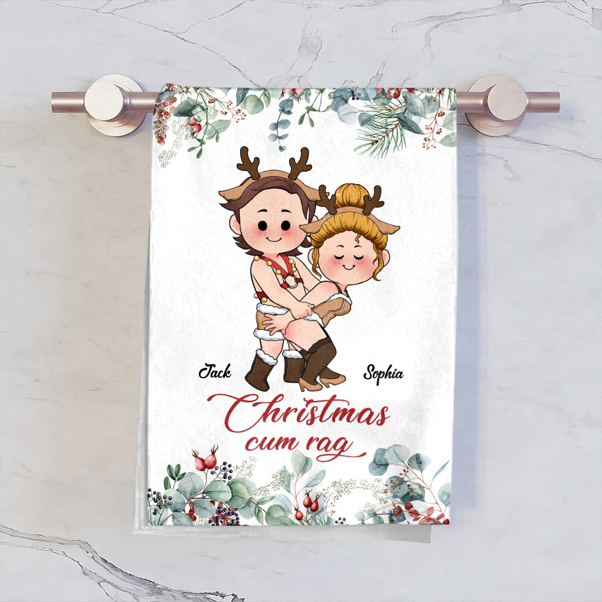 Weihnachtshandtuch – Personalisiertes Handtuch für Paare