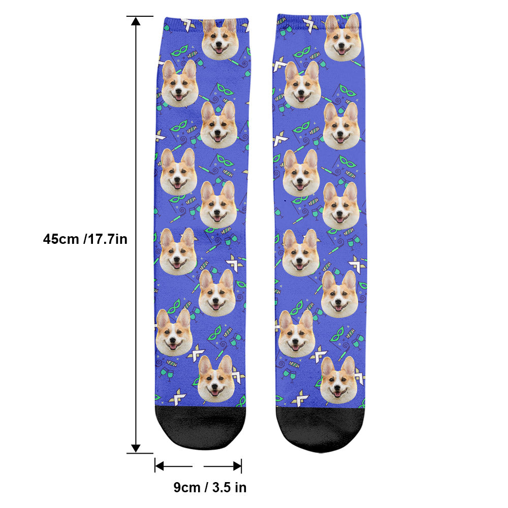 Custom Face Party Pattern - Personalized Dog Socks