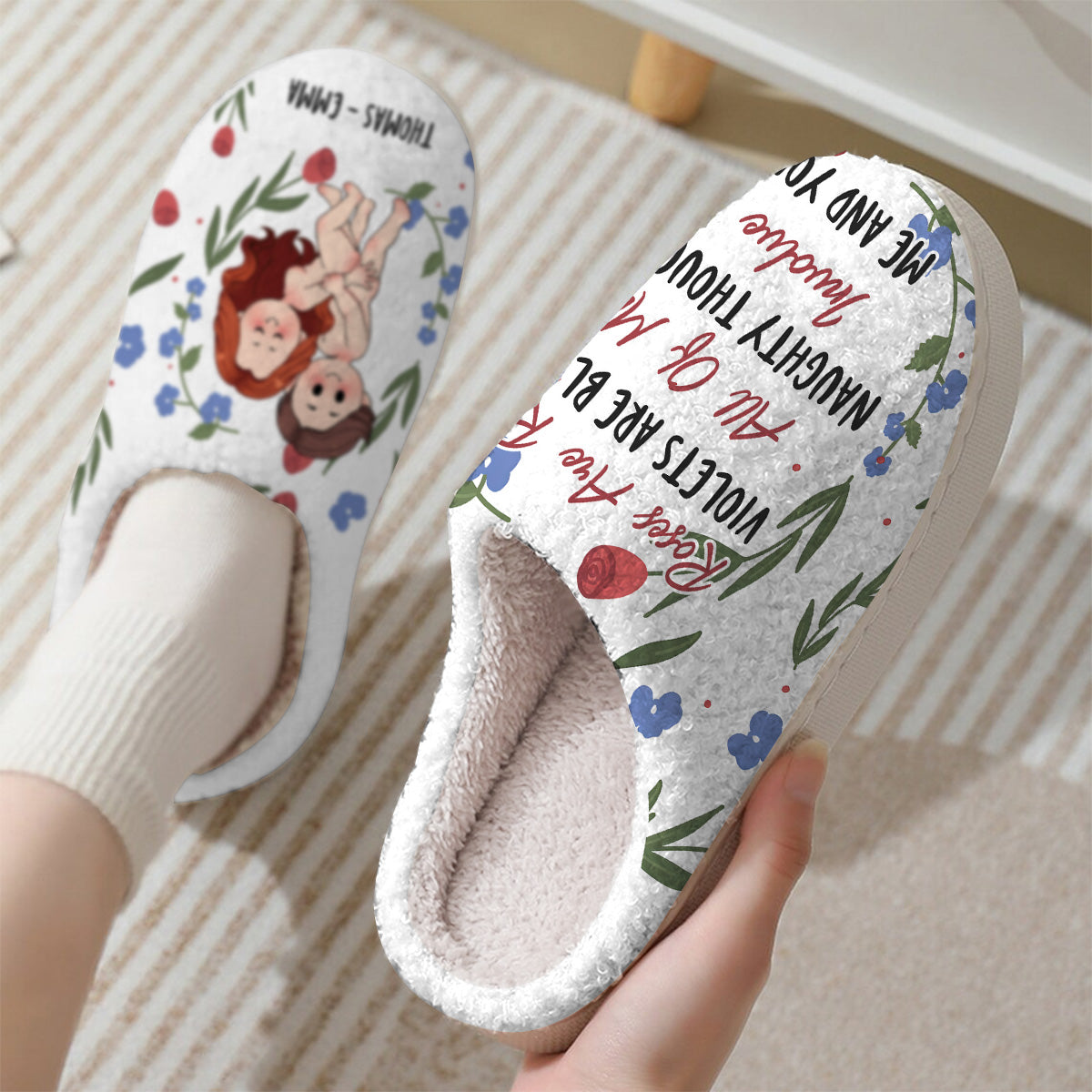 Roses Are Red - Personalized Couple Slippers