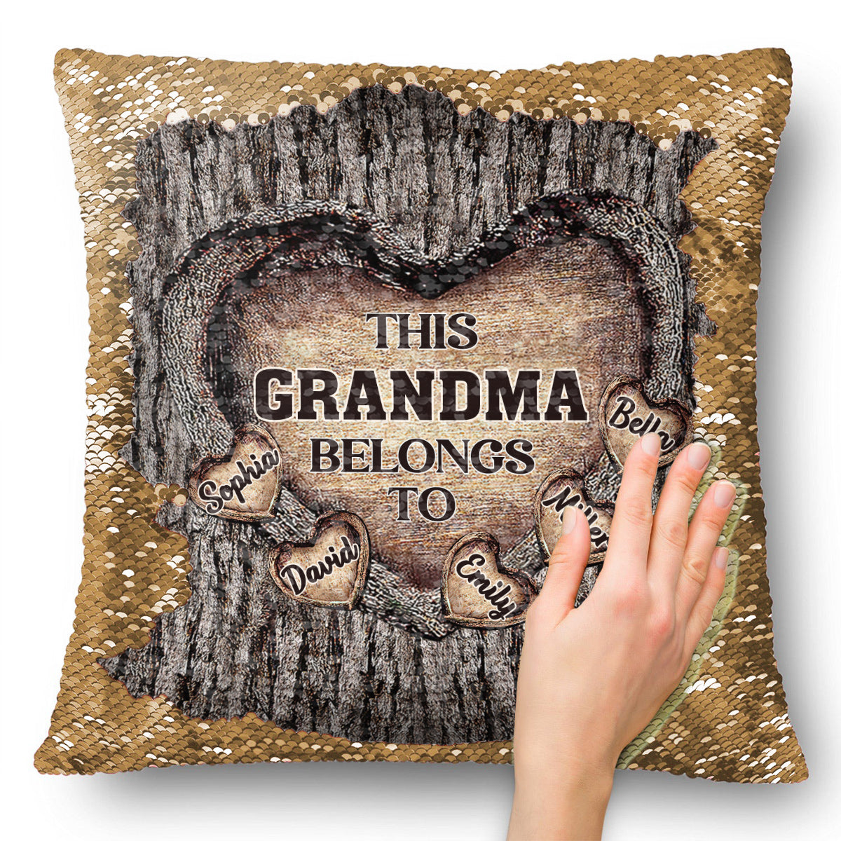 Dieses Geschenk für Oma - Personalisierter Pailletten-Kissenbezug