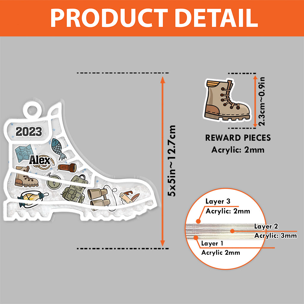 Artikel rund um Wanderschuhe – Personalisierter dreilagiger Shaker-Anhänger für Wanderschuhe