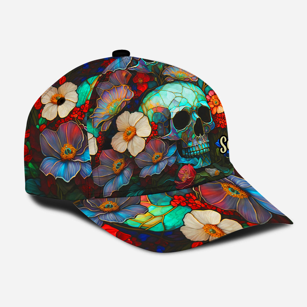 Totenkopf mit Blumenmuster – Personalisierte Totenkopf-Klassikkappe