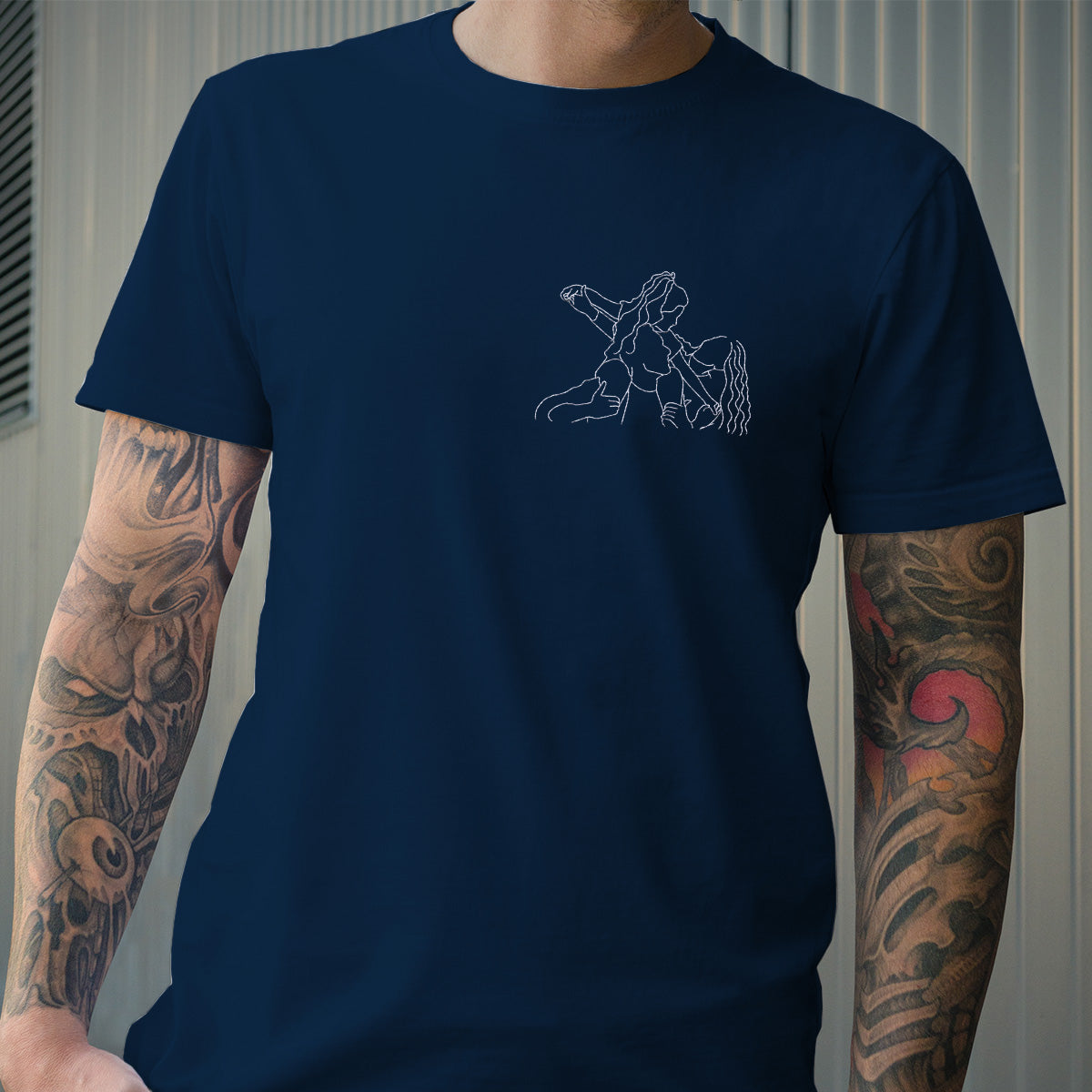 Custom Line Art - Personalized Family Embroidered T-shirt
