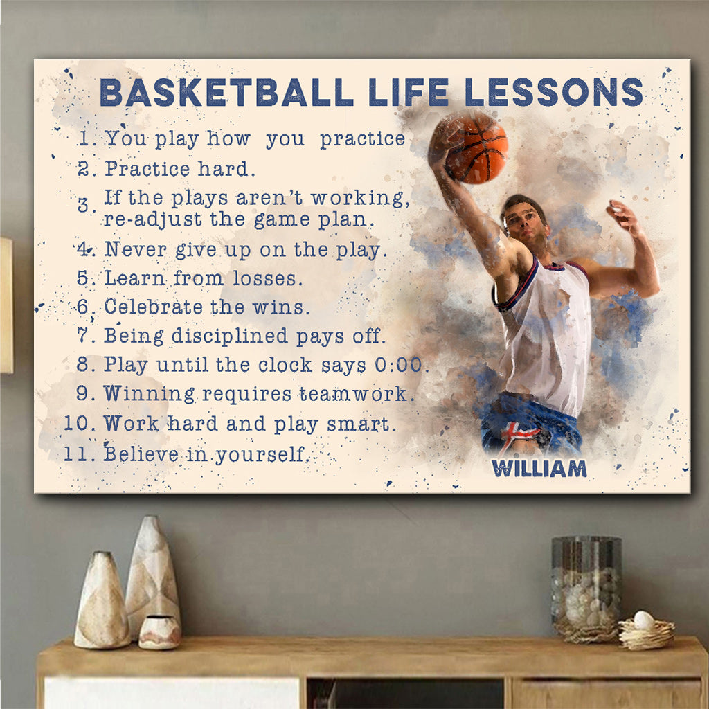 Basketball-Lebenslektionen – Personalisierte Basketball-Leinwand und Poster