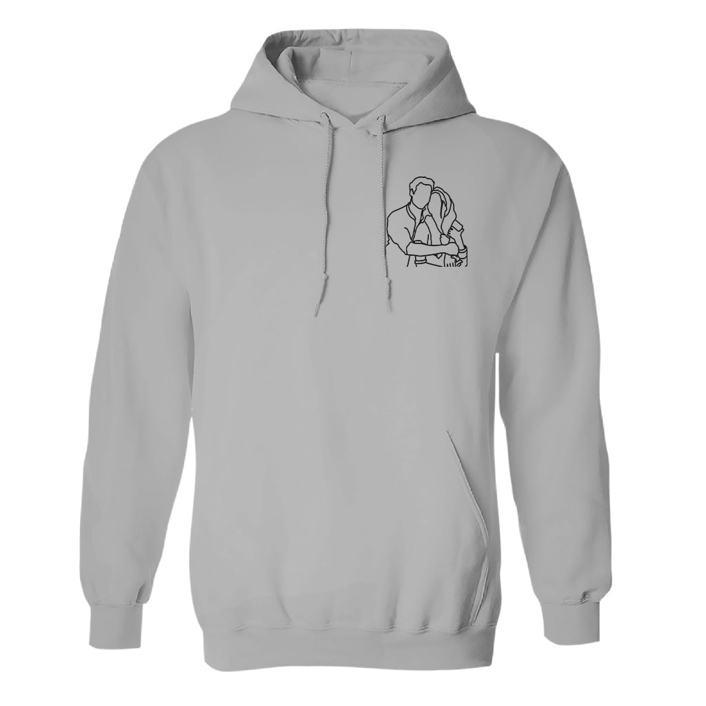 Individuelle Linienzeichnung – Personalisierter, bestickter Hoodie für Paare