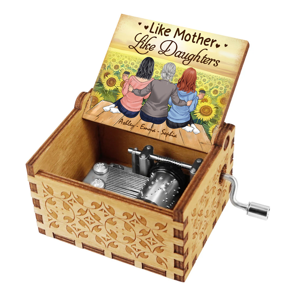 Mother And Daughter - Personalized Mother Hand Crank Music Box