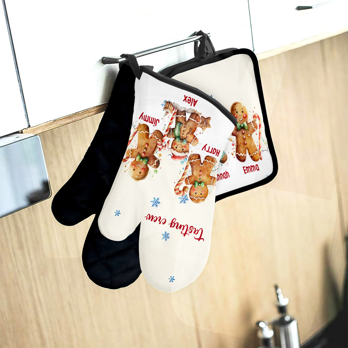 Omas Kekse-Verkostungsteam – Personalisiertes Oma-Ofenhandschuh- und Topflappen-Set