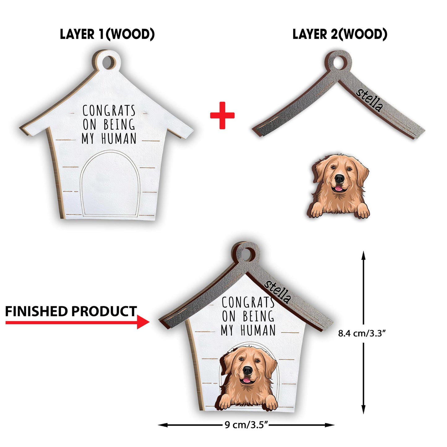 Glückwunsch, dass du mein Mensch bist – Personalisierter Hunde-Anhänger, 2-lagig