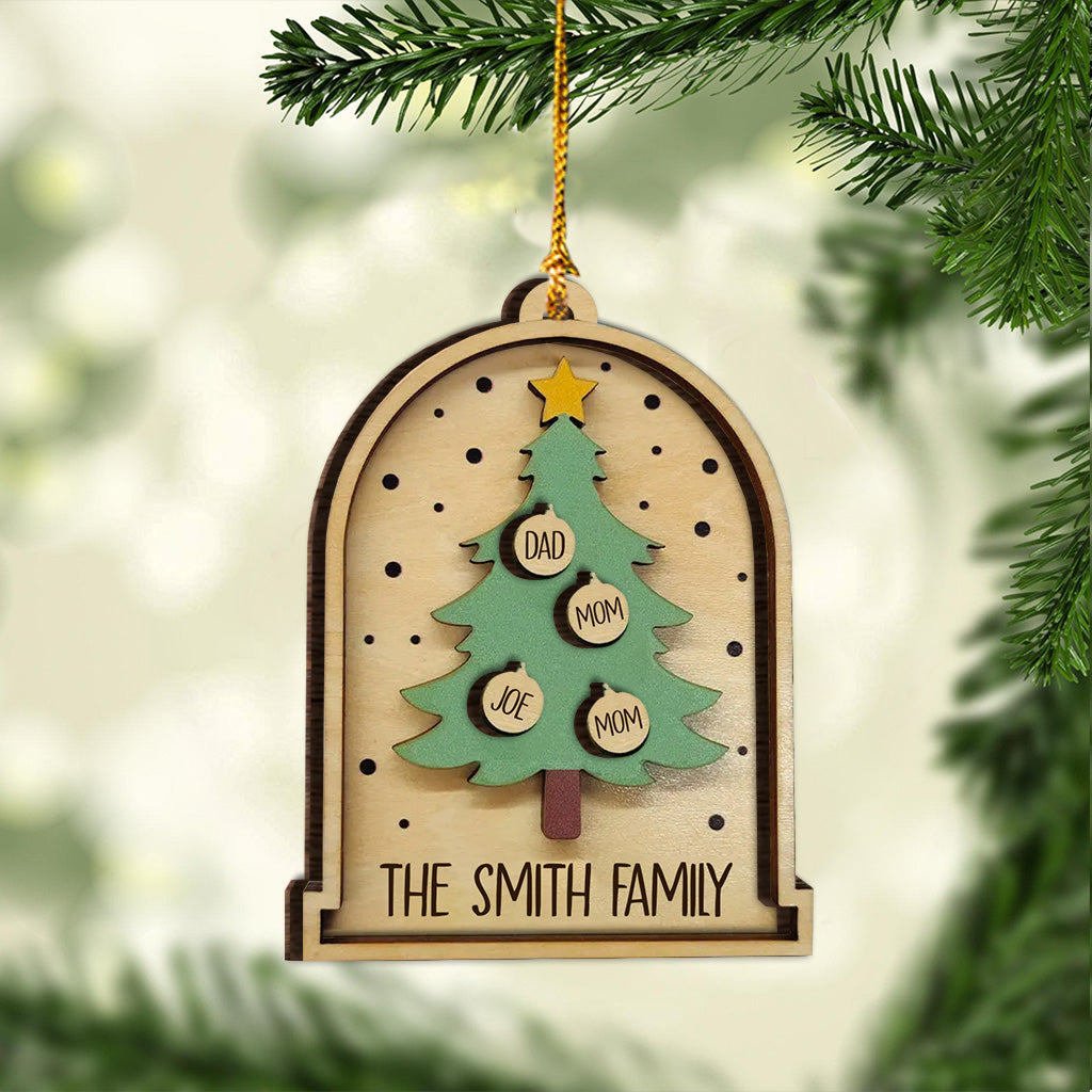 Frohe Weihnachten – Personalisierter zweilagiger Holzschmuck für die Familie