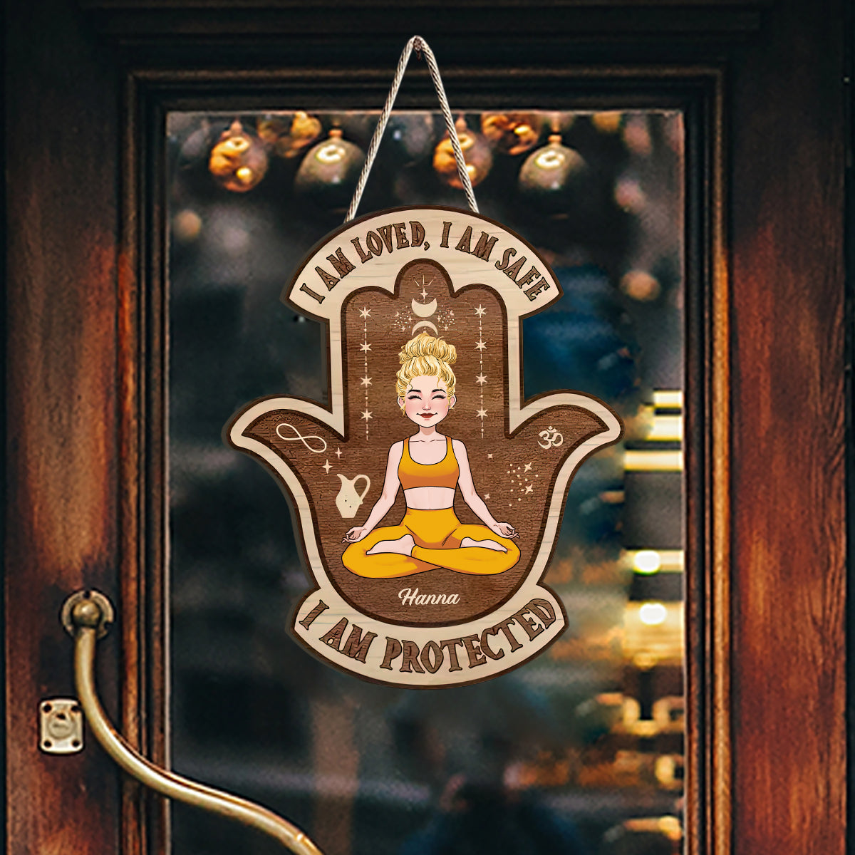 I Am Loved I Am Safe - Personalized Yoga Wood Sign