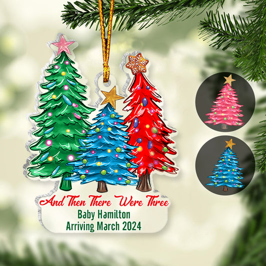 And Then There Were Three - Personalized Pregnancy Transparent Ornament