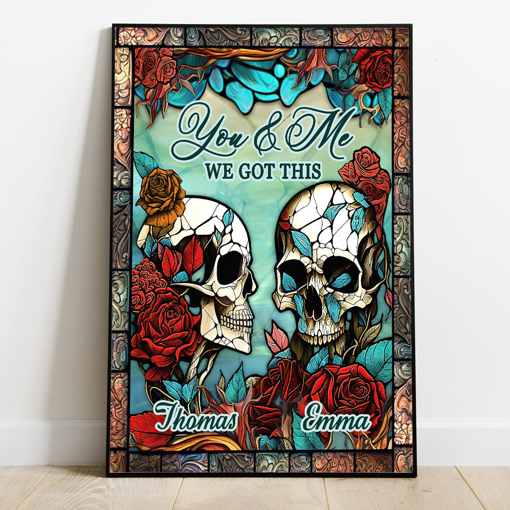Skull Couple - Skull gift for husband, wife, boyfriend, girlfriend - Personalized Canvas And Poster