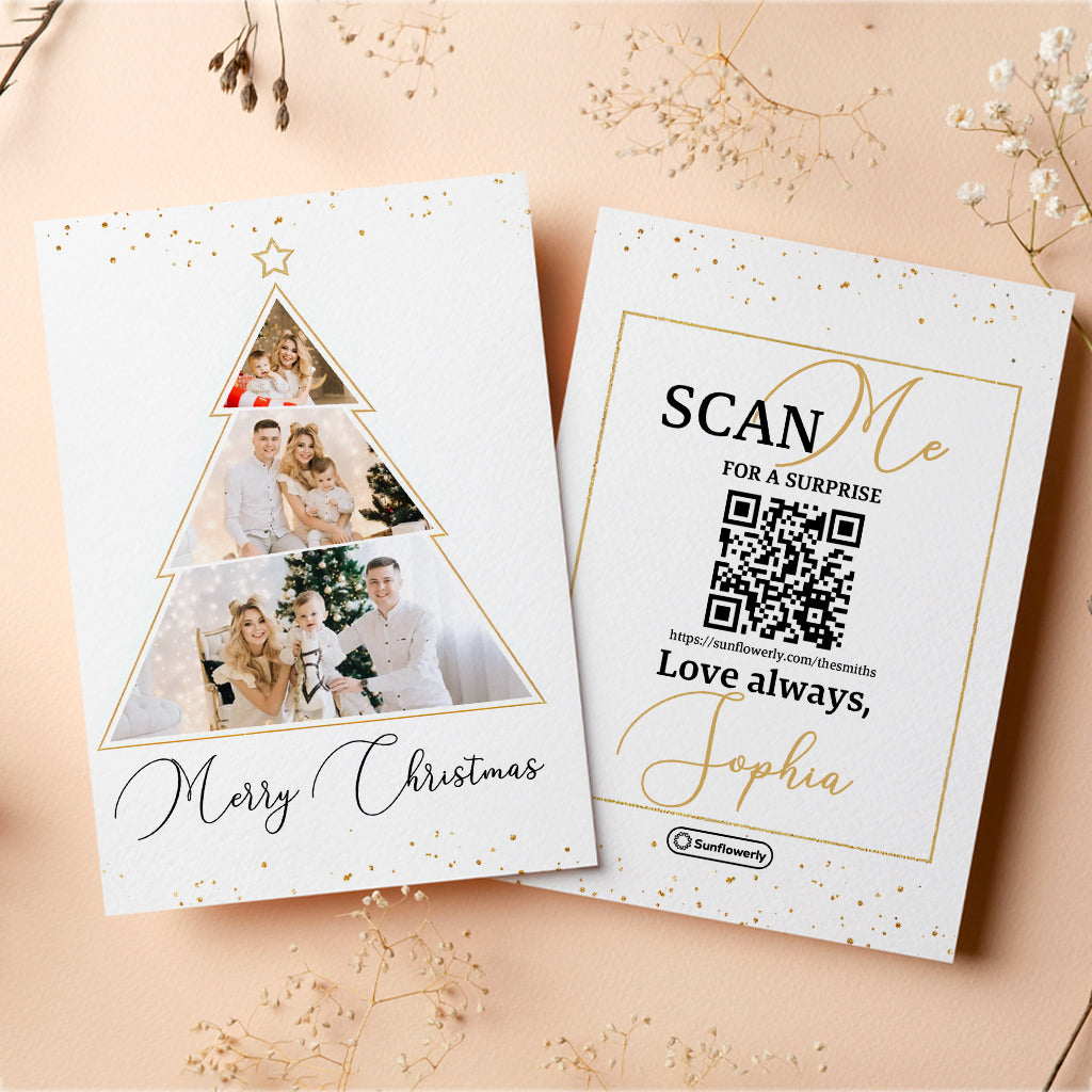 Weihnachtsbaum-Foto hochladen – personalisierte QR-Grußkarte