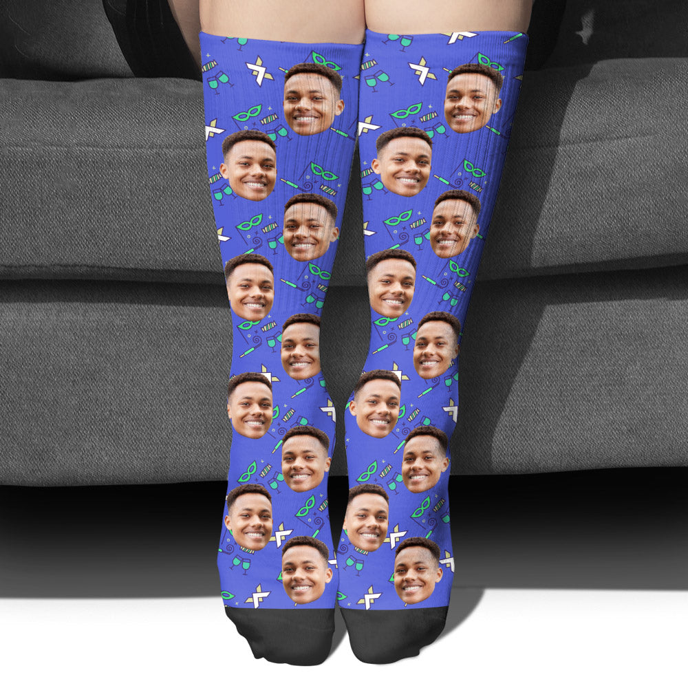 Individuelles Gesichtsmuster für Partys – personalisierte Socken für Söhne