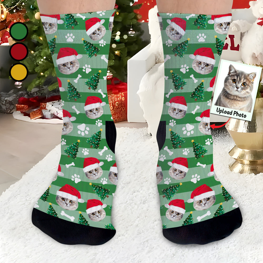 Personalisierte Weihnachtssocken mit Foto – Geschenk für Hundeliebhaber, Katzenliebhaber und alle anderen –