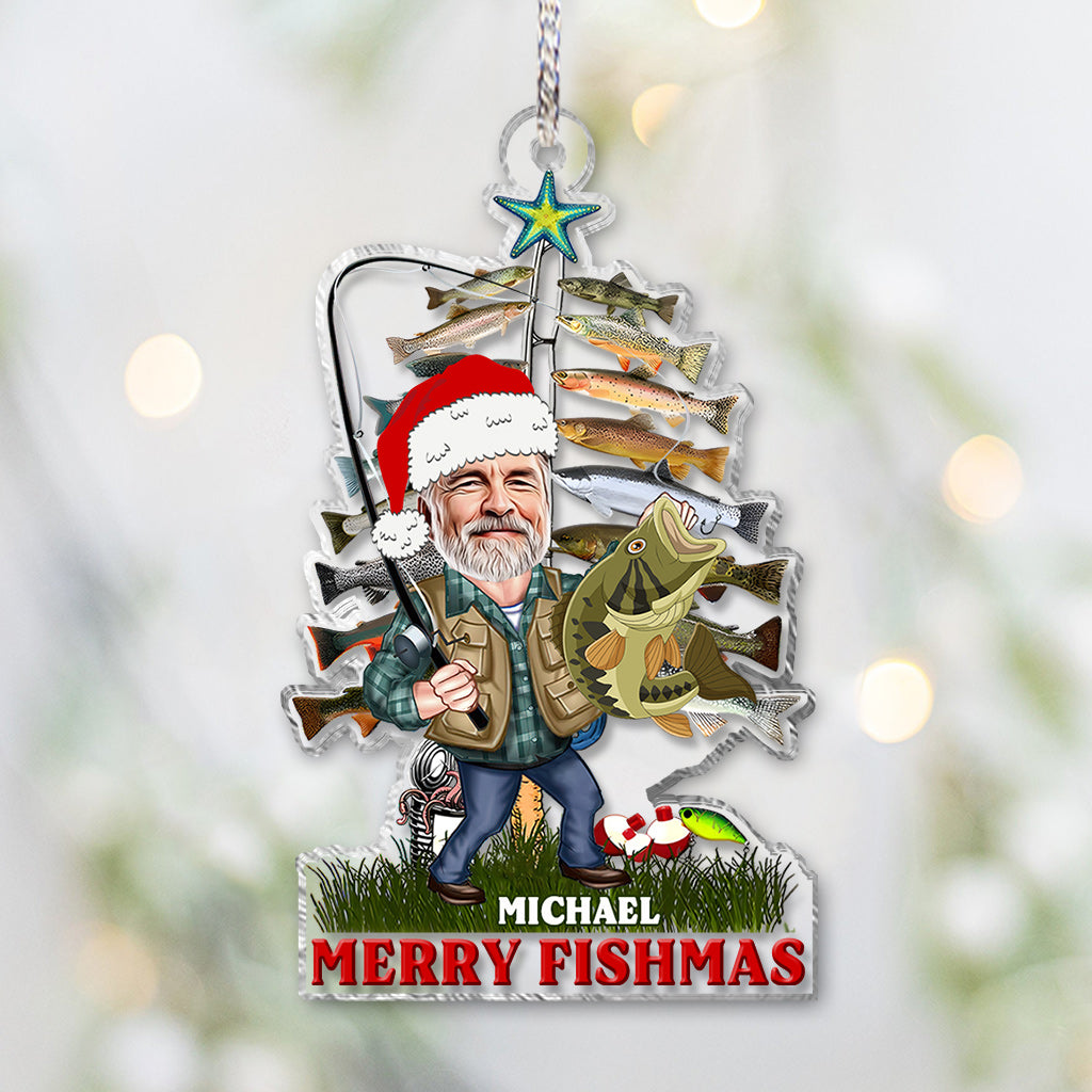 Fröhliche Angelweihnachten – Angelgeschenk für Papa, Opa, ihn, Ehemann – Personalisierter transparenter Weihnachtsschmuck