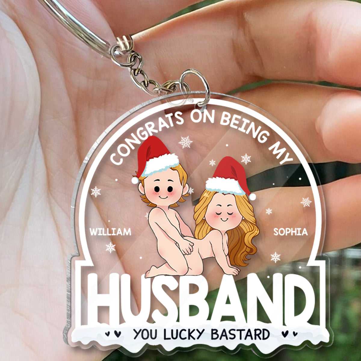 Congrats On Being My Husband - Personalized Couple Keychain
