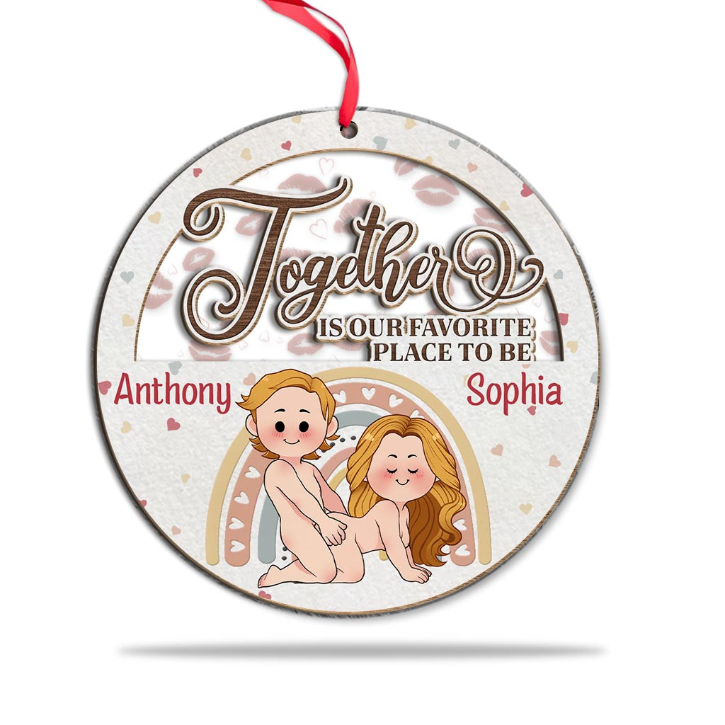 Together Is Our Favorite - Personalized Couple 2 Layered Piece Mix Ornament