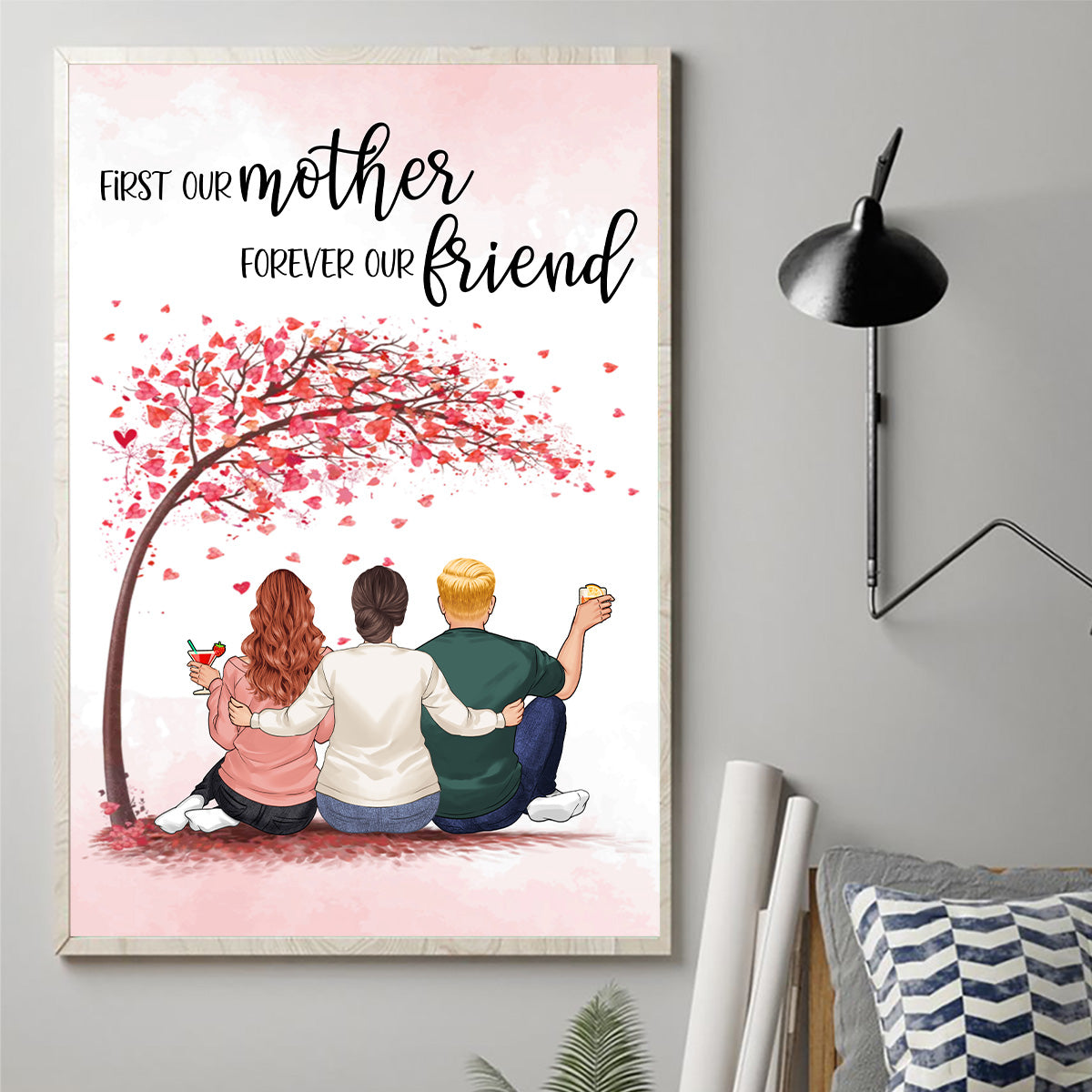 Für immer verbunden – Geschenk für Mama, Tochter, Sohn – Personalisierte Leinwand und Poster