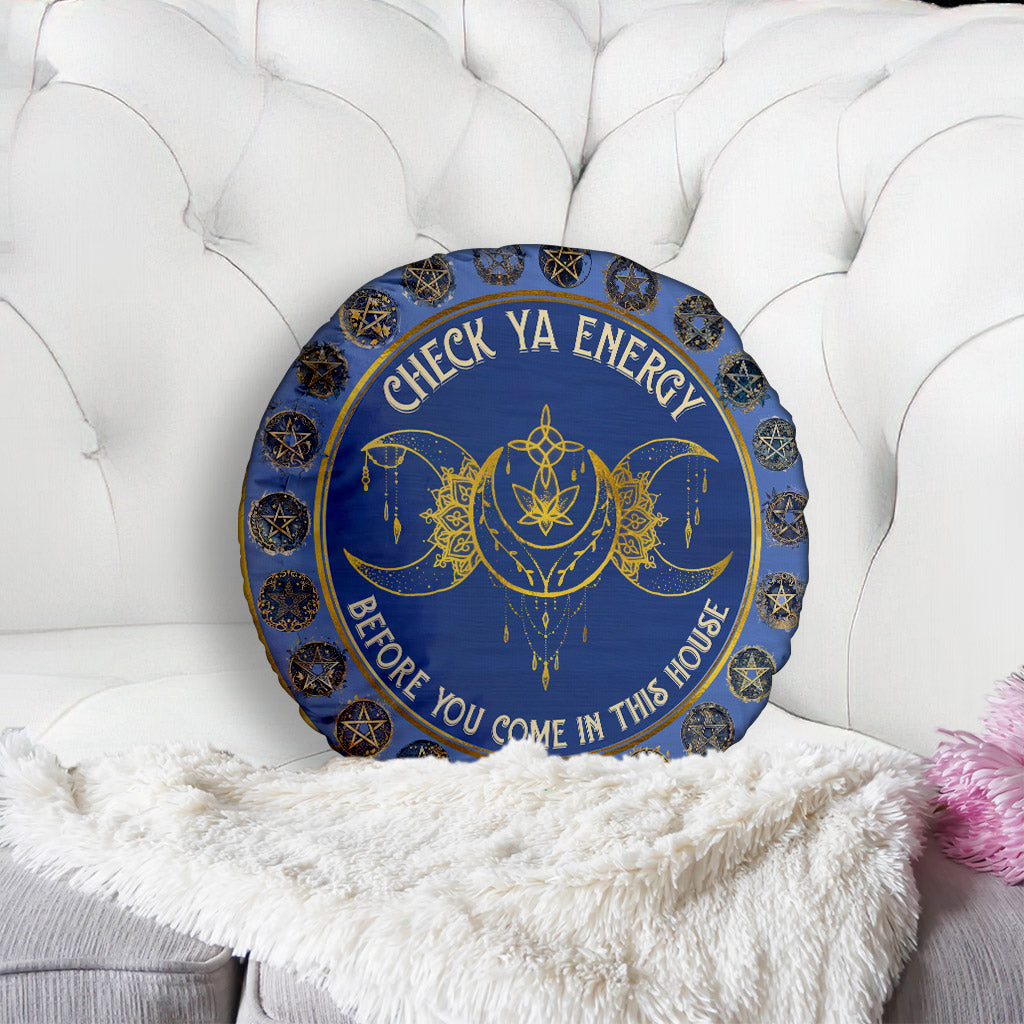 Check Your Energy - Personalized Witch Shaped Pillow