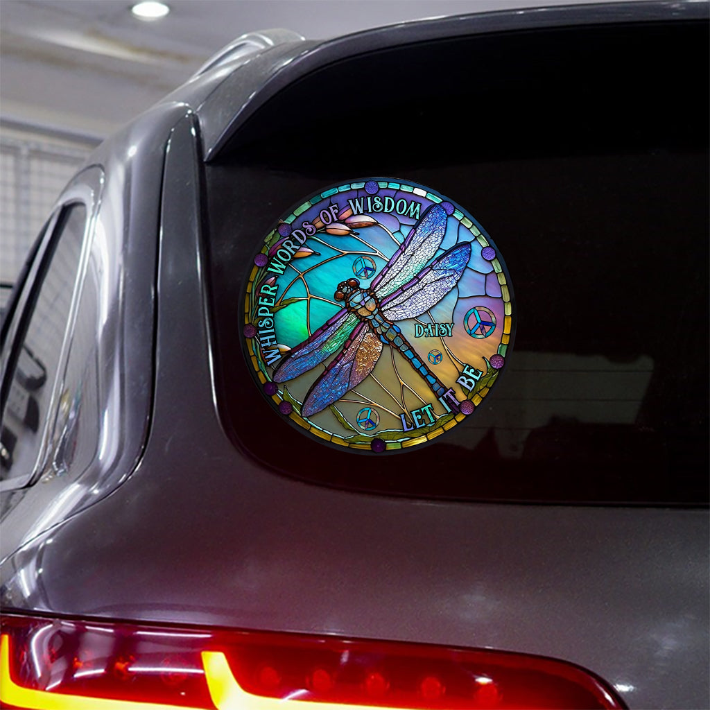 „Whisper Words Of Wisdom Let It Be“ – personalisierter Hippie-Aufkleber (gestanzt)