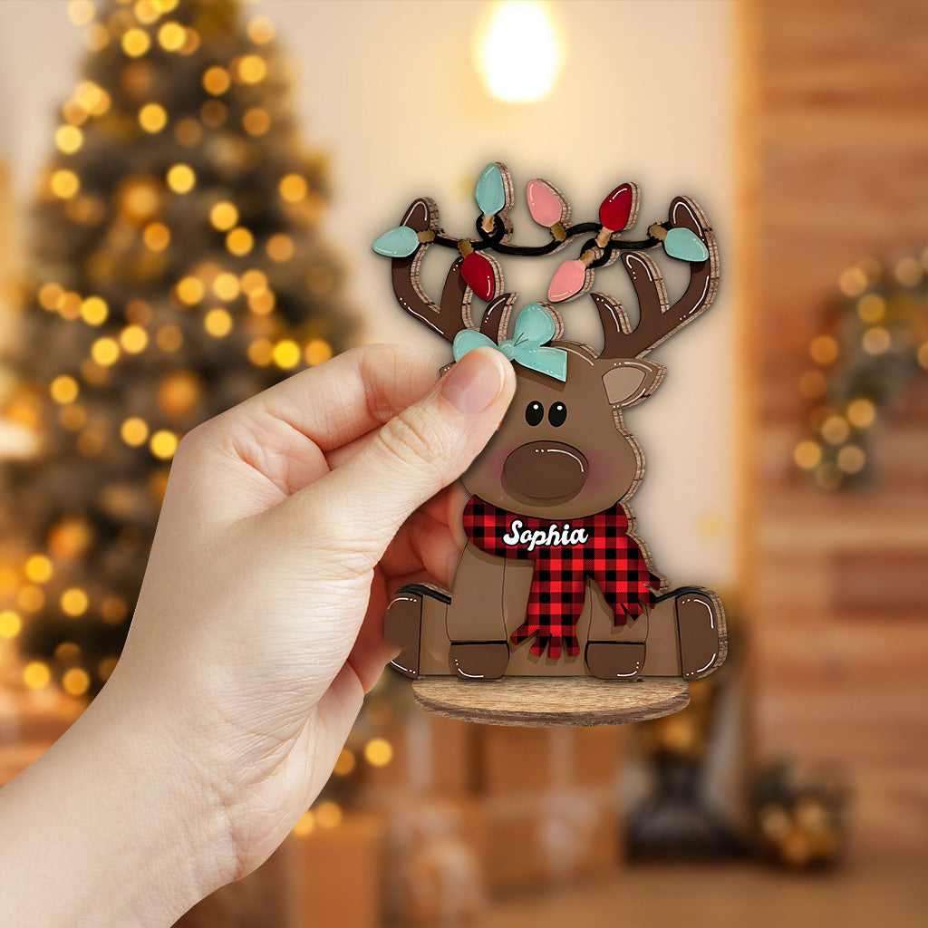 Frohe Weihnachten – Personalisierte, freistehende Holzplakette für die Familie