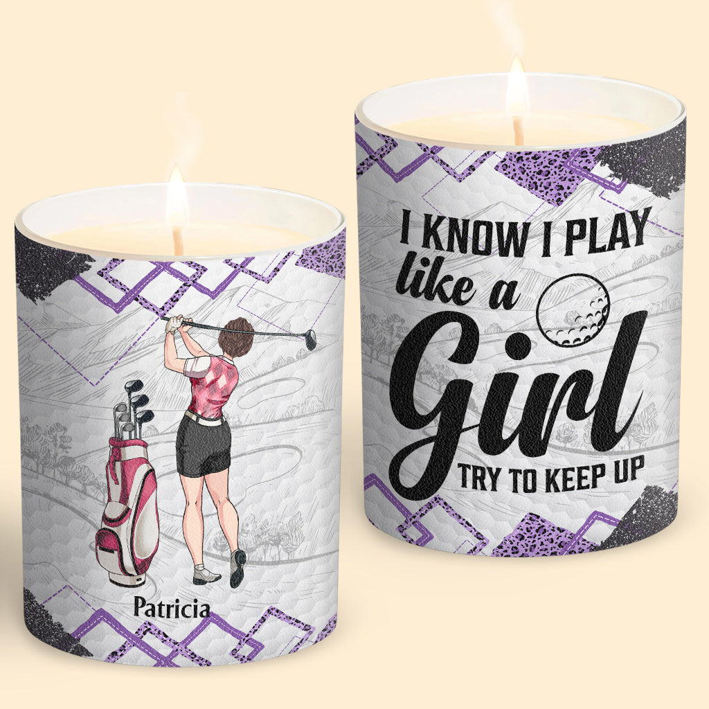 Golfunterricht – Golfgeschenk für sie, Freundin, Ehefrau, Tochter – Personalisierte Kerze mit Holzdeckel
