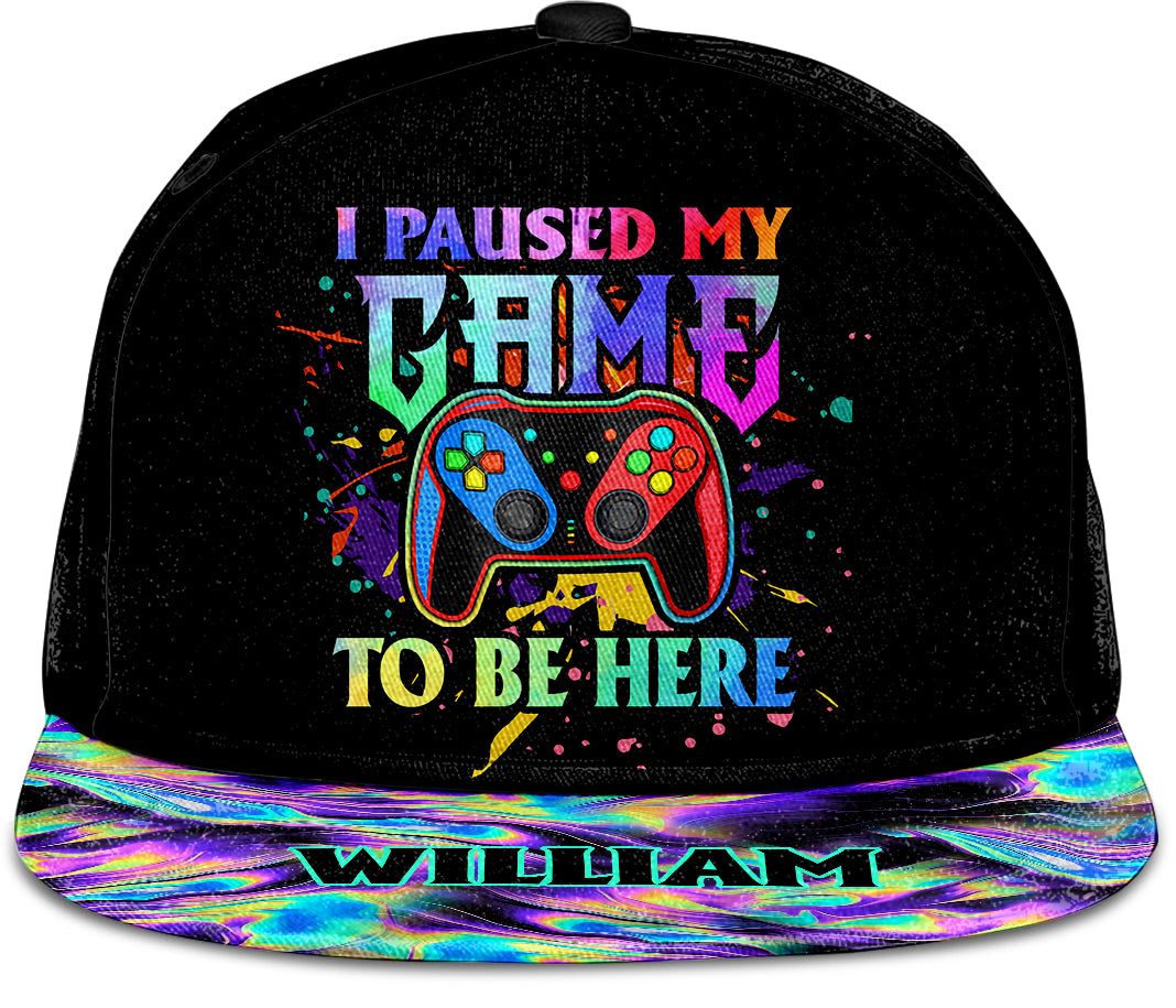 Ich habe mein Spiel pausiert, um hier zu sein – Personalisierte Videospiel-Snapback-Tasche