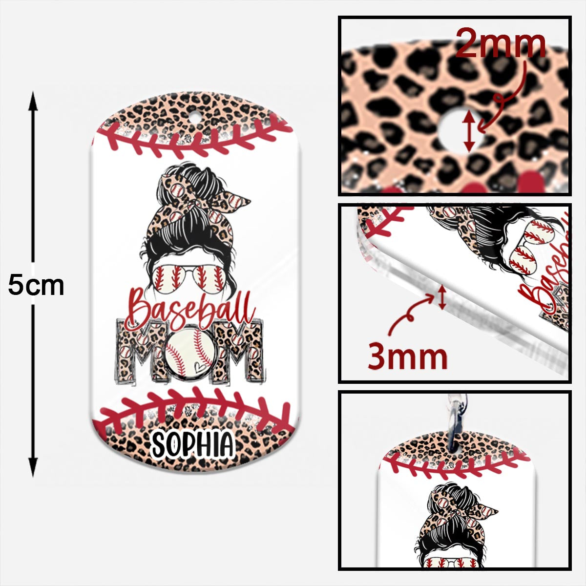 Baseball-Mama – Personalisierter Baseball-Schlüsselanhänger